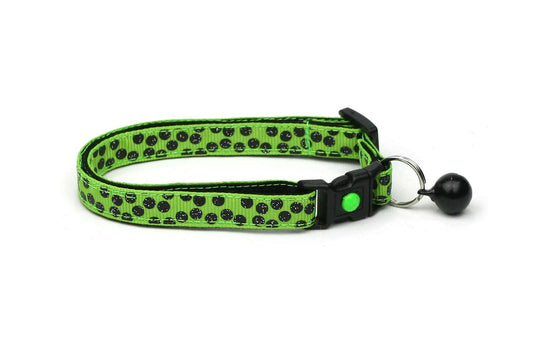 Black Dots on Bright Green Cat Collar