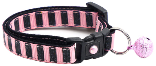 Bold Black Glitter Stripes Breakaway Cat Collar